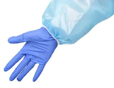 Elastic wrist cuff detail on disposable medical gown Elastic wrist cuff detail on disposable medical gown